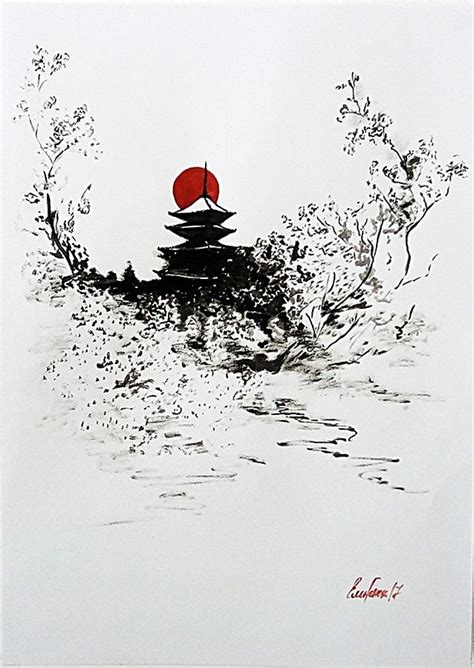 Abstract Landscape Painting on Paper, China Original Watercolor Painting, Black White Chinese ...