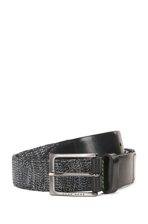 HUGO BOSS Belt in leather and woven fabric - Black Casual Belts from BOSS for Men in the ...