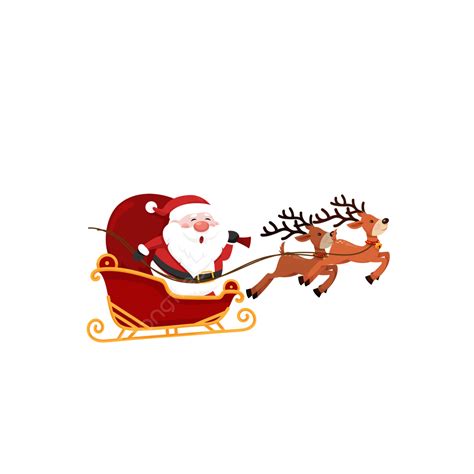 Santa Claus Sleigh Vector Art PNG, Santa Claus Flying In Sleigh With ...