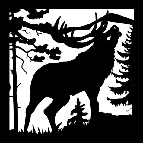 24 X 24 Elk Bugeling Plasma Metal Art DXF File | Vectors File