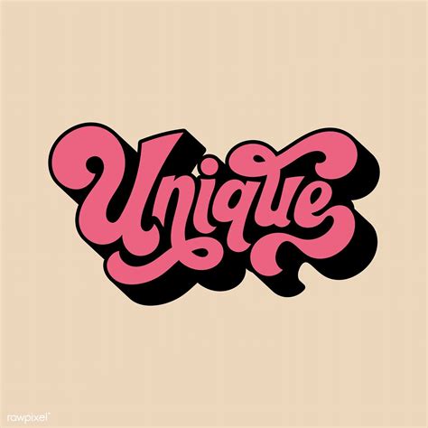 the word unique written in pink and black
