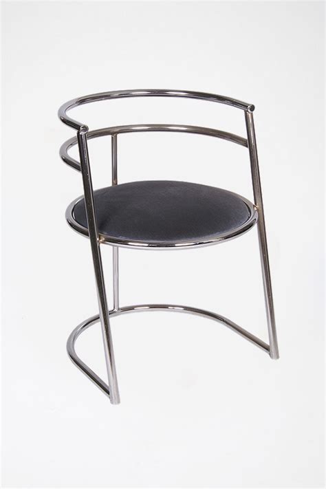 Chrome Art Deco Chair With Blue Seat - The Classic Modern Prop Hire Company