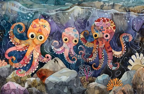 Whimsical Octopus Art Print Free Stock Photo - Public Domain Pictures