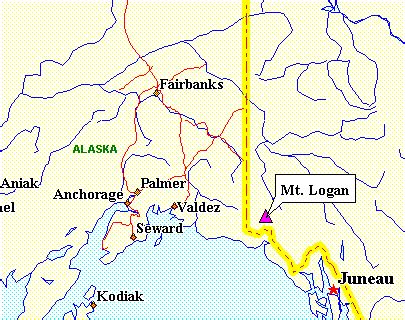 Photographs, information and maps of Mount Logan in the Yukon - the highest mountain in Canada ...