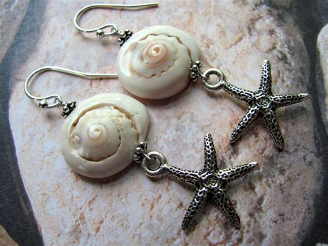 Sea Shell Earrings Shell Earrings Starfish Earrings Beach | Etsy