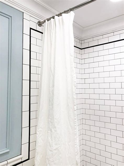 DIY Extra Long Shower Curtain Using IKEA Curtains - Room For Tuesday