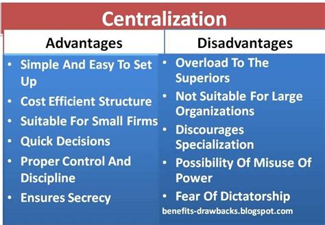 Advantages And Disadvantages Of Centralization - Benefits-Drawbacks