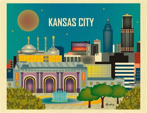 Kansas City Skyline Art Print Kansas City Wall Art Kansas - Etsy