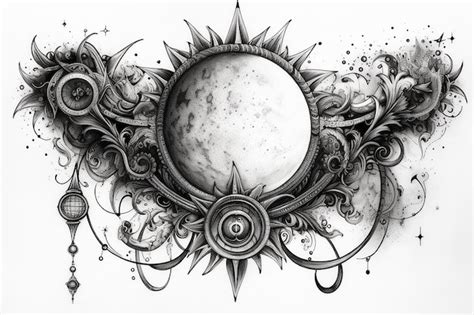 Premium AI Image | tattoo design of a celestial sun and moon combination