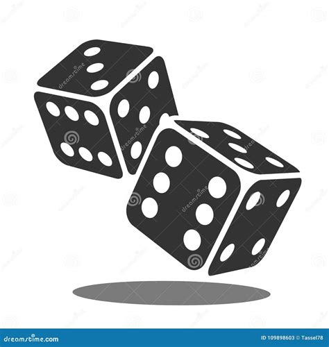 Two Black Falling Dice Isolated on White. Stock Vector - Illustration of gamer, background ...