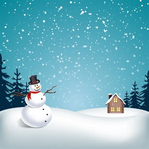 Free Vector | Snowy landscape with snowman