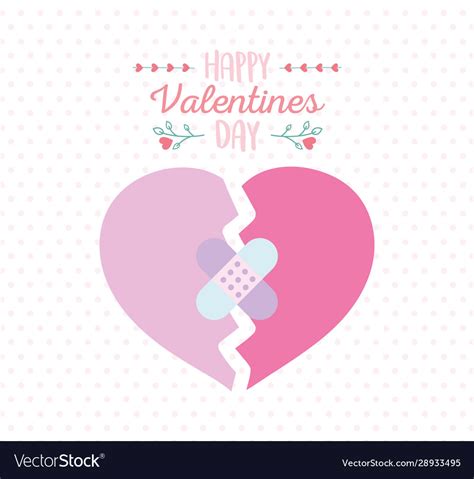 Happy valentines day broken heart sad Royalty Free Vector