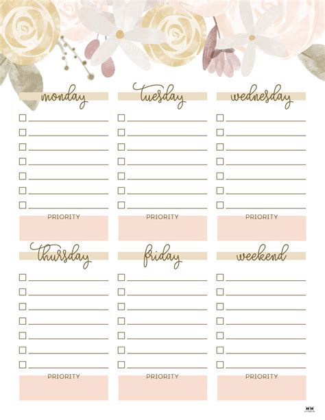 Weekly To Do List Printables - 15 Free Lists - PrintaBulk