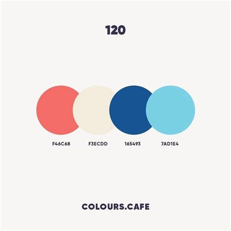 Colour 120 . #f46c68 #f3ecdd #165493 #7ad1e4 . #colors #color #colours #colour #palette # ...