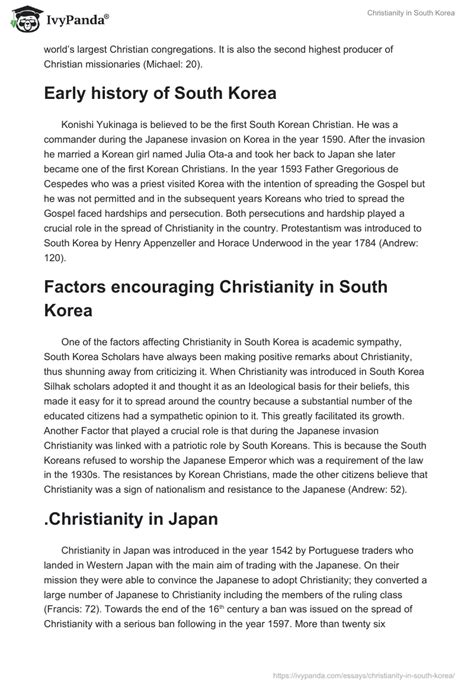 Christianity in South Korea - 1128 Words | Essay Example