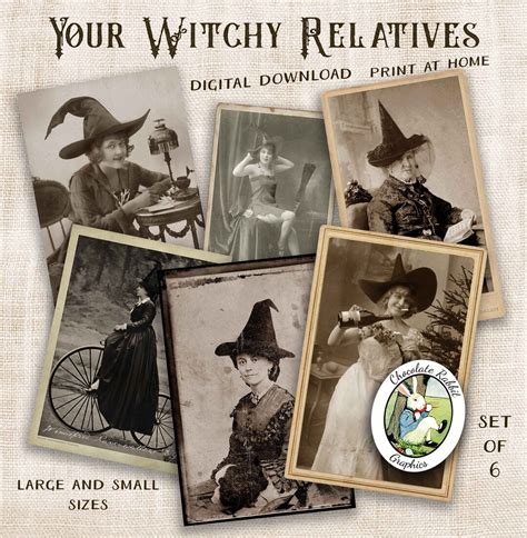 Vintage Witch Halloween Images, Digital Download Decorations, Printable ...