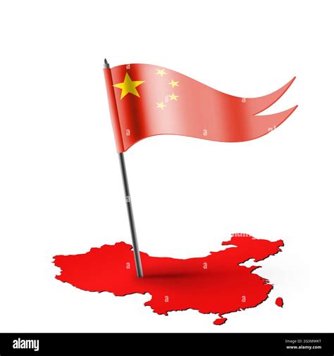 China map with Chinese national flag Stock Photo - Alamy