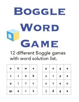 Boggle Word Game with word list solutions/answers | TPT