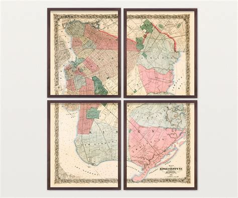 Brooklyn Map, Antique Map, Brooklyn New York, New York City, Brooklyn ...