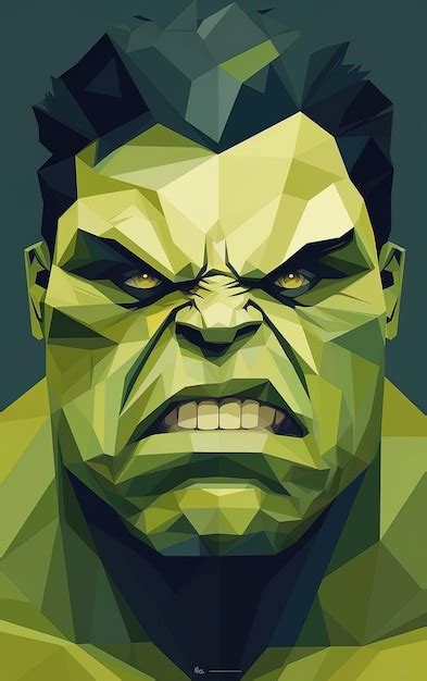 Premium AI Image | Masterpiece AwardWinning Flat Design Portrait of Hulk