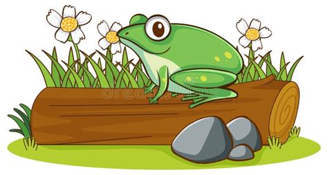 Isolated Picture of Frog on Log Stock Vector - Illustration of vector, amphibian: 169487541