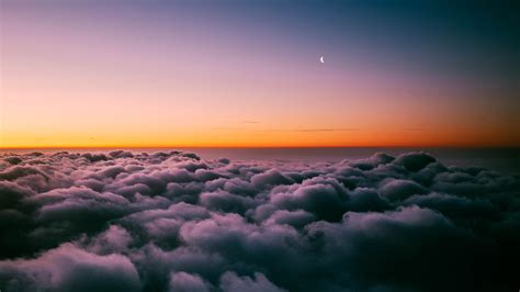 Sunset Horizon Above Clouds 4K Wallpapers | HD Wallpapers