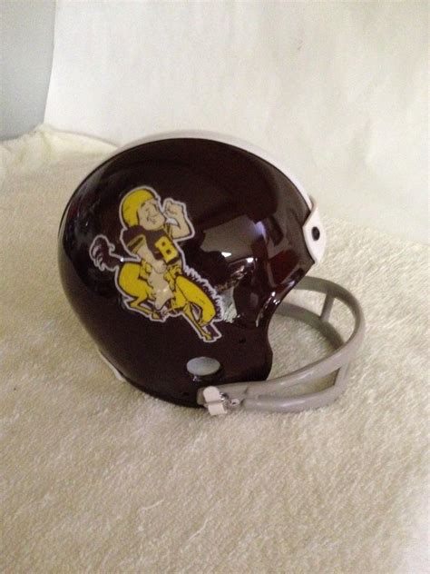 1960-1961 Broncos Old School logo throwback 2bar mini helmet | #1782585139