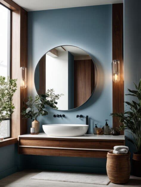 Premium Photo | Interior design bathroom modern silver mirror wall