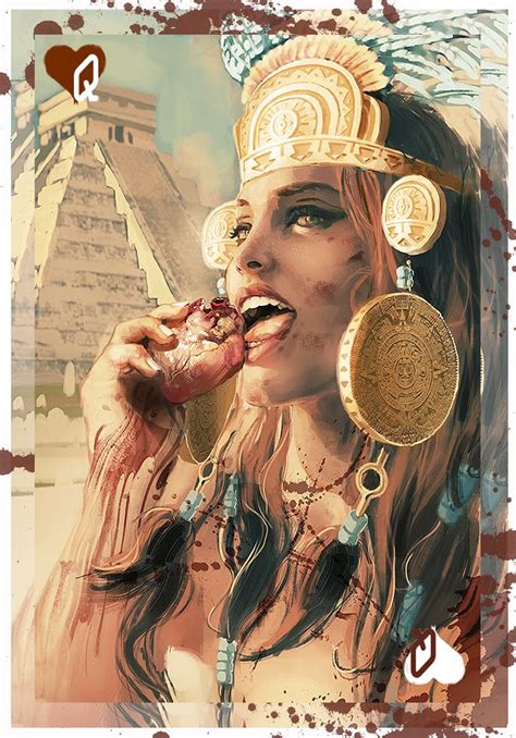 Queen of Hearts | Aztec art, Mayan art, Aztec artwork