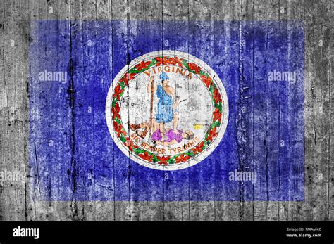 Virginia seal US state painted on concrete flag Stock Photo - Alamy