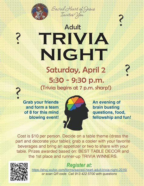 SHOJ Adult TRIVIA Night Saturday, April 2 | 5:30 - 9:30 p.m. (Trivia ...