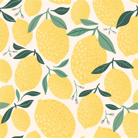 Premium Vector | Decorative lemon pattern/background/wallpaper, hand drawn elements, modern design