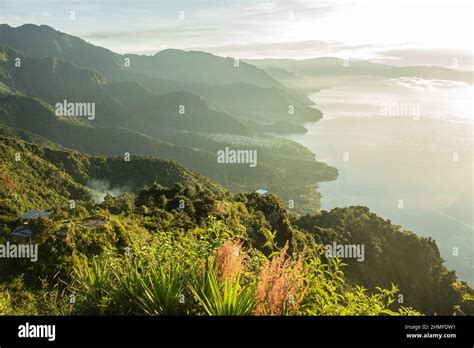 Beautiful sunrise over Lake Atitlan, Lago Atitlan, Guatemala Stock ...