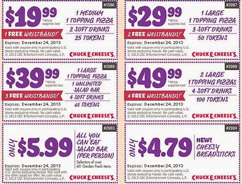 chuck e cheese coupons