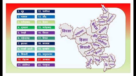 Haryana Districts Name (हरियाणा के सभी जिले) 22 Districts of Haryana ...