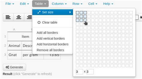 Latex Table Generator