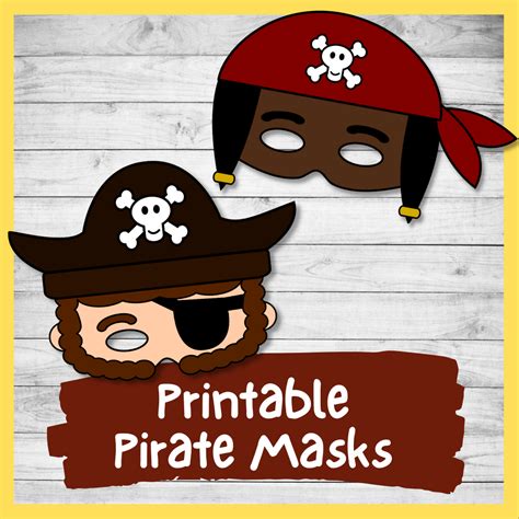 DIY Printable Pirate Masks (Color And Plain Templates PDF) - Nurtured Neurons