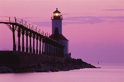 Michigan City Lighthouse at Sunset posters & prints by Corbis