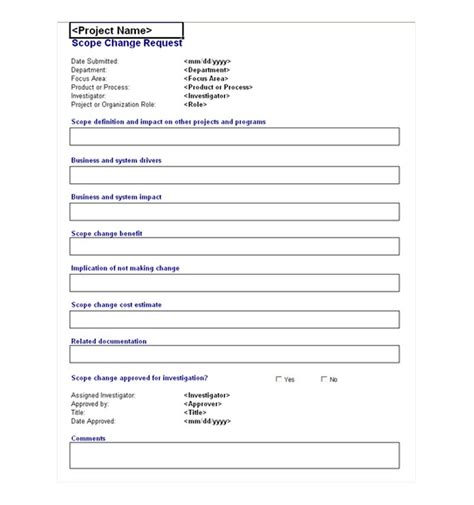 Change Request Form Template | Change Request Form Excel