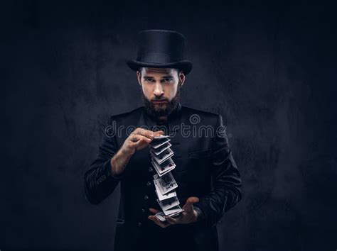 Magician Showing Trick with Playing Cards. Stock Image - Image of ...