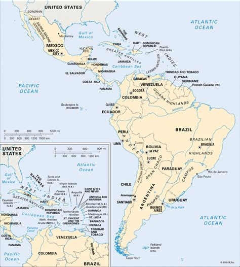 Latin America Map - Map - Travel - Holiday - Vacations