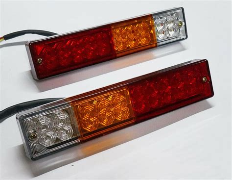 Pair 12V LED Universal Rear Tail Lights Trailer Truck Tipper Van - Led ...