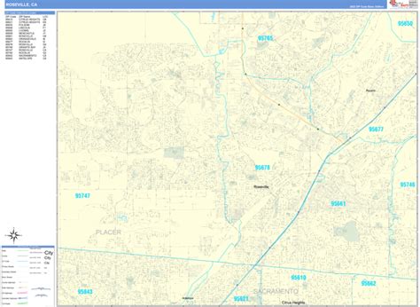 Roseville California Zip Code Wall Map (Basic Style) by MarketMAPS ...