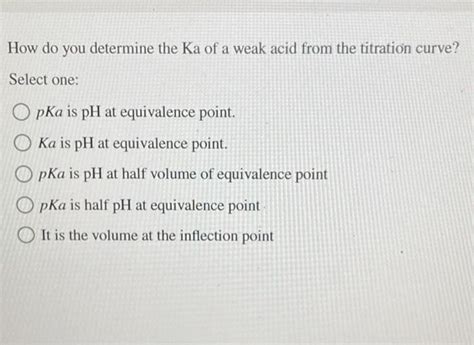 Solved How do you determine the Ka of a weak acid from the | Chegg.com