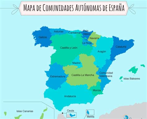 Mapa de Comunidades Autónomas para imprimir - Pequeocio