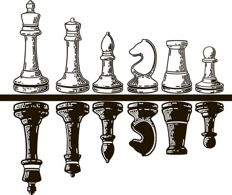 Hand-drawn sketch set of Chess pieces. Chess pieces. Playing. White and ...