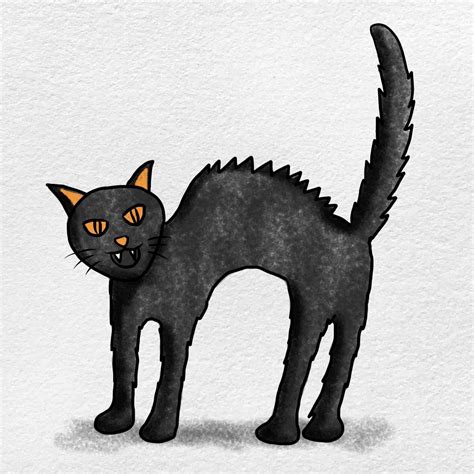 Easy Black Cat Drawing - HelloArtsy