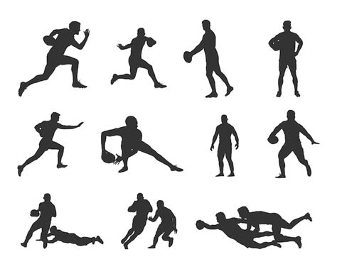 Premium Vector | Rugby player silhouettes, rugby player silhouette set