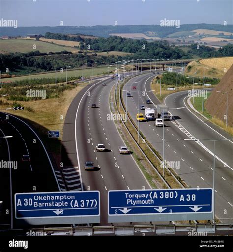 View of the M5 motorway near Exeter, Devon, England, UK Stock Photo: 1334044 - Alamy