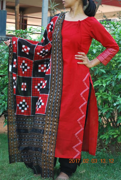 Red sambalpuri Kurta With Loop in the Neckline | Etsy